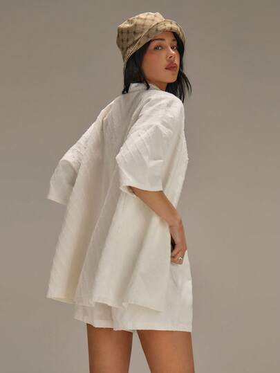 Athîral 女士休闲街头风白色牛仔套装