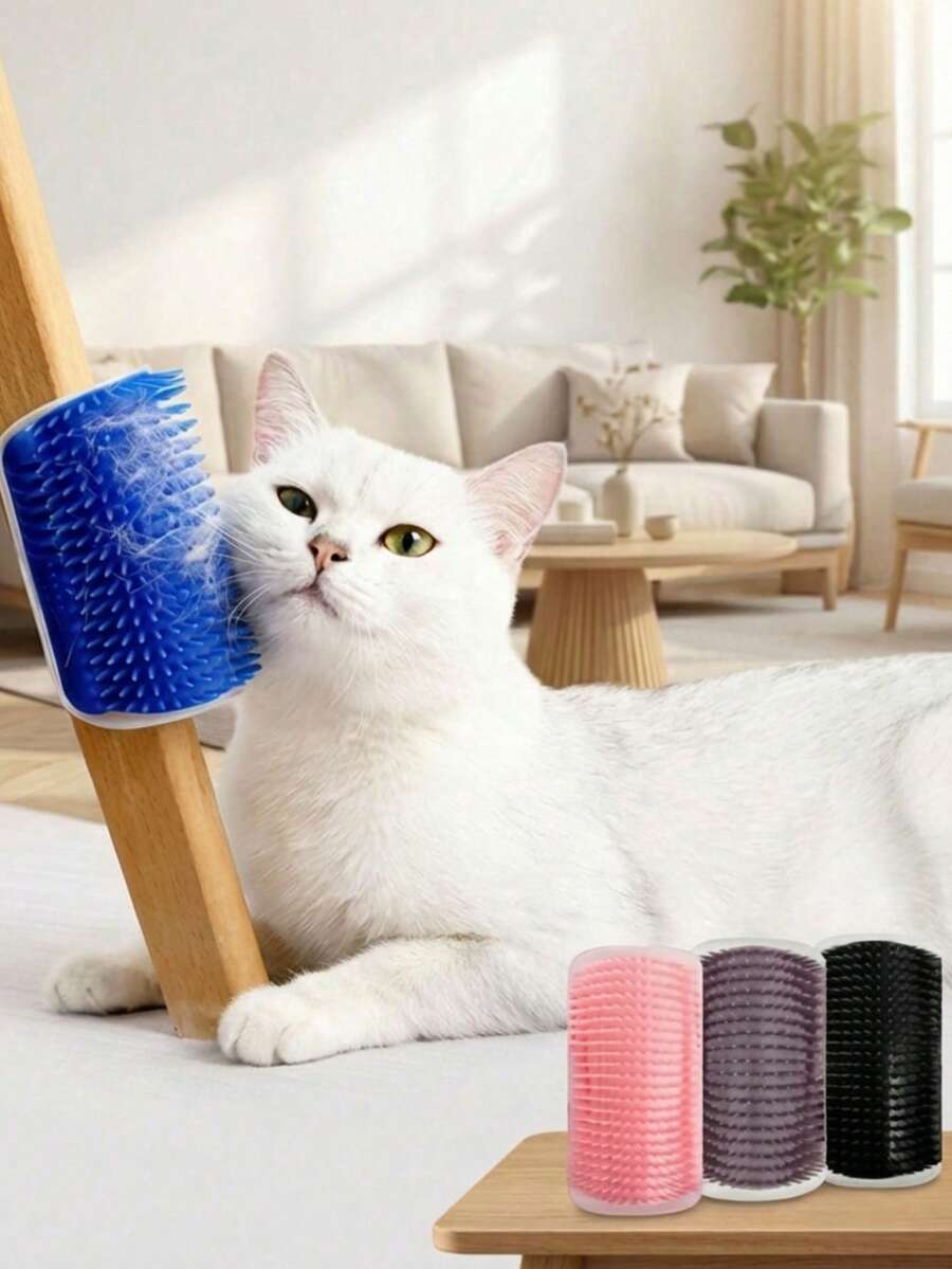 PETSIN 1PC Classic Corner Tickler - Cat Scratching Board Toy For Tickling And Massaging. Hair Removal Massage Comb For Pet Grooming Supplies. - Multicolor - View 1