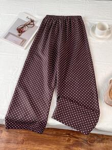 Tween Girls' Casual Polka Dot Print Pants - Brown - View 5