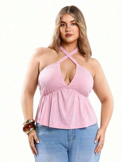 Solavibe Áo hai dây và áo tank top cỡ lớn dành cho nữ