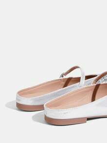 CUCCOO TILAWA 女士时尚尖头平底银色绑带全钻水钻舒适通勤百搭华丽派对宴会女士平底穆勒鞋 - 銀色 - 查看 5