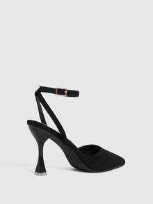 CUCCOO SZL Tacones altos de diseño con hebilla de punta fina para uso diario de moda para mujer - Negro - Ver 4