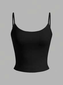 SHEIN EZwear 4件套女士黑色、粉色、黄色、白色短款休闲吊带背心，适合夏季穿着 - 彩色 - 查看 9