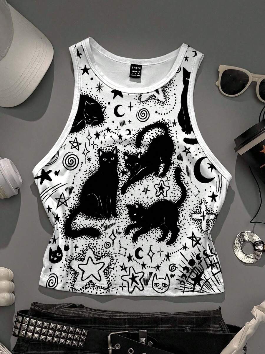 Attitoon 休闲简约圆领紧身女式背心，适合夏季穿着 - 彩色 - 查看 1