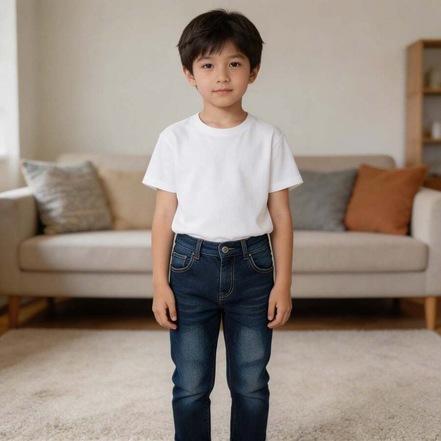 Pantalón Vaquero Para Niño Cross Con Bordado En Bolsas Traseras - Azul lavado medio - Ver 1
