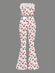 Slaydiva 两件套休闲简约抹胸上衣和修身裤套装，适合夏季穿着 - 彩色 - 查看 3