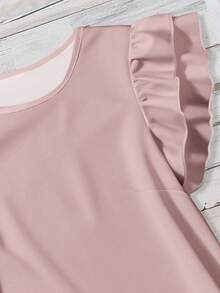 Rusticease Women's Solid Color Minimalist Daily Wear Round Neck Cap Sleeve Blouse,Summer Top - Dusty Pink - View 6