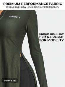 Innovista Women's Letter Print Zip-Up Hoodie And Leggings Sports Suit Activewear Top Women Modest Gym Clothes Long Sleeve Active Top Sport Top For Women Athletic Top With Sleeves Set - Multicolor - View 2