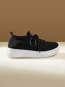 CUCCOO EASI Women's Casual Thick Sole Sneakers, Versatile For Daily Wear - Black - View 2