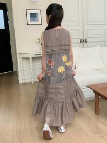 Dazy Kids Tween Girls Fall Dress - Khaki - View 2