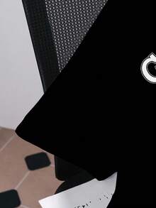 GARFIELD | SHEIN Áo thun nam tay ngắn cổ tròn in chữ hoạt hình, kiểu dáng thường ngày, đa năng. - màu đen - Xem 4