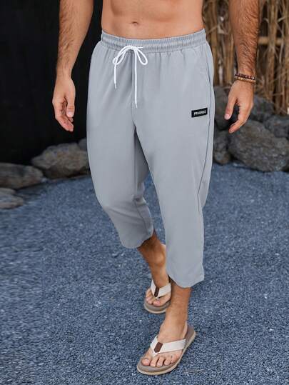 VENTUSAIL Men's Light Grey Straight Leg Capri Pants