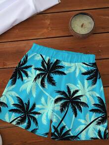 一套幼儿男童热带假日棕榈树印花短袖套装，沙滩装/休闲装，透气春夏款 - 彩色 - 查看 7