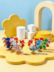 Zazumi 1pc Handmade Crystal Glass Mini Rooster Statue Decoration, Cute Mini Rooster Statue, Collectible Figurines, Very Suitable For DIY Home Decoration, Ideal For Holiday And Dining Table Decoration, Party Gifts,Practical Birthday Gift, Suitable For Christmas, Halloween, Mother's Day, Valentine's Day, New Year's Gifts, - Multicolor - View 7