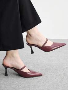 CUCCOO BIZCHIC Women's Fashion Burgundy High-Heeled Shoes, Four-Season Closed Toe Sandals, Thin-Heeled Closed Toe Slippers, New Spring And Summer Buckle Holiday Party Party Closed Toe Shoes, Pointed Outdoor Sexy Thin Belt Women's Cool Spring Shoes - Burgundy - View 1