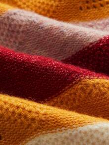 lacRébo 多色波浪条纹开襟针织无袖中长连衣裙，复古春夏风格，法式巴黎风情 - 彩色 - 查看 11