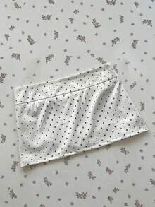 SHEIN Unity 女士夏季浪漫波点印花迷你裙，百搭日常穿着，适合校园/学校风格，黑白裙裤，女士短裙，黑白短裤，泳装裙 - 白色 - 查看 7