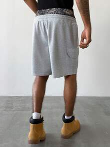 PAVTROS 男士街头学院风嘻哈摇滚风二合一腰带运动短裤，送给男友或老公的礼物 - 灰色 - 查看 2