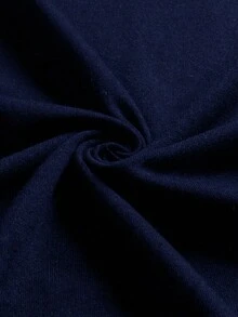 Resyla Camiseta de mujer casual de unicolor con cuello redondo y manga corta - Azul Marino - Ver 3