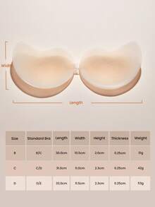 LUVLETTE Reusable Sticky Self-Adhesive Backless Strapless Perforated No-Show Silicone Lift-Air Up Bra-Vanilla - Vanilla - View 12