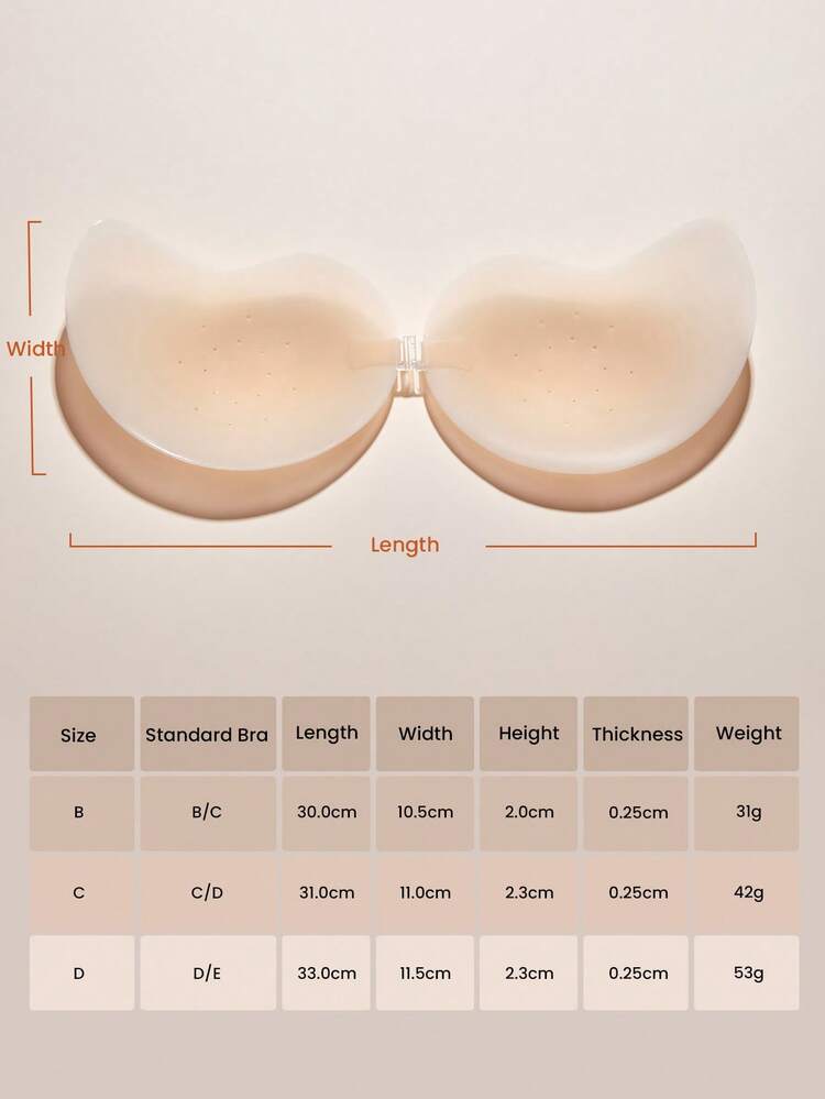 Sujetador reutilizable, autoadhesivo, sin espalda, sin tirantes, perforado, invisible, de silicona, con elevación de aire - Sujetador de boda vainilla