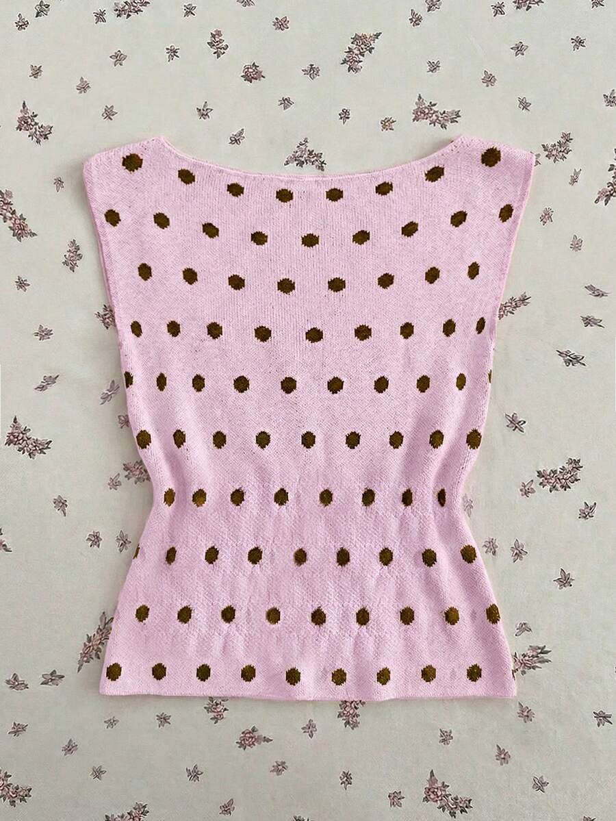 Elamini Fashionable Polka Dot Sleeveless Vest For Women. Spring/Summer. Perfect Summer Holiday Outfits. - Multicolor - View 1