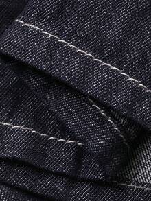 Dazy Kids 女童休闲牛仔无袖翻领连衣裙 - 深色水洗藍 - 查看 3