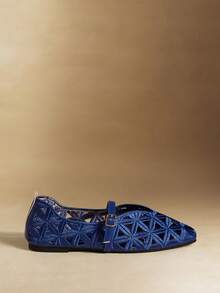 Rosivie Women's Buckle Design Hollow-Out Casual Slip-On Loafers - Blue 1 - View 2