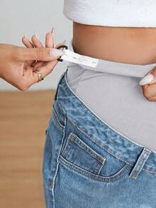 SHEIN Quần jean bầu dáng rộng, cạp điều chỉnh được, thích hợp mặc thường ngày. - Rửa nhẹ - Xem 6