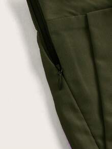 VaVaBold 女士纯色褶裥口袋休闲短裤 - 軍綠色 - 查看 4