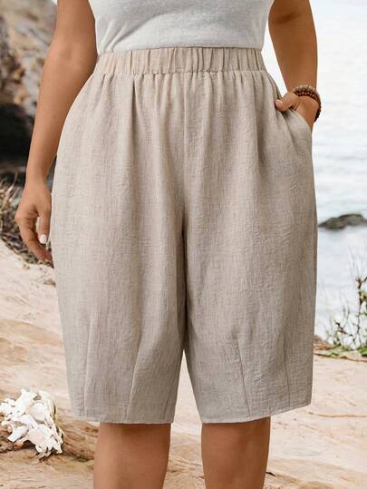 Parysyn Large-Sized Woven Casual Summer Women's Shorts