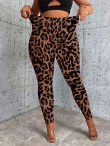 EMERY ROSE Plus Size Women Printed Pattern Slim Fit Comfortable Casual Leggings - Multicolor - View 3