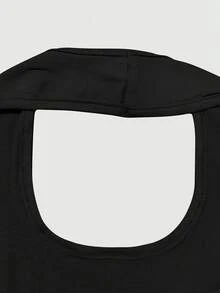 INAWLY Women's Casual Solid Color Halter Neck Top, Summer - Black - View 4