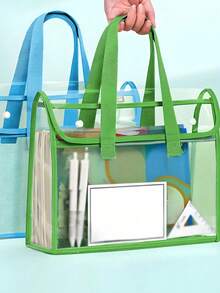 Túi đựng tài liệu học sinh bằng PVC chống thấm nước - Túi đựng tài liệu lớn, có thể mở rộng, trong suốt, có tay cầm, dùng để sắp xếp bài tập về nhà và đồ dùng học tập cho học sinh. - Mảnh duy nhất - Xem 6