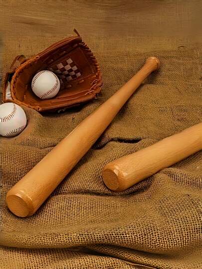 1PC Solid Rubber Wood Natural Wood Grain High Quality Elegant Baseball Shape Multiple Colors Baseball Bat For Adult Athlete Practice Training Equipment Sports Gear