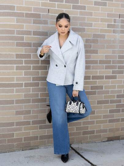 Melissa Matos 女士超大翻领装饰纽扣长袖外套