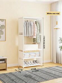 1pc Four-Layer Multifunctional Wardrobe - Dustproof Storage Rack With Hanging Rods, Easy To Install Without Tools, 66.93 Inches High, Suitable For Storing Shoes, Clothes, Bags, Etc. Space-Saving Design, Suitable For Bedrooms, Offices, - Multicolor - View 6