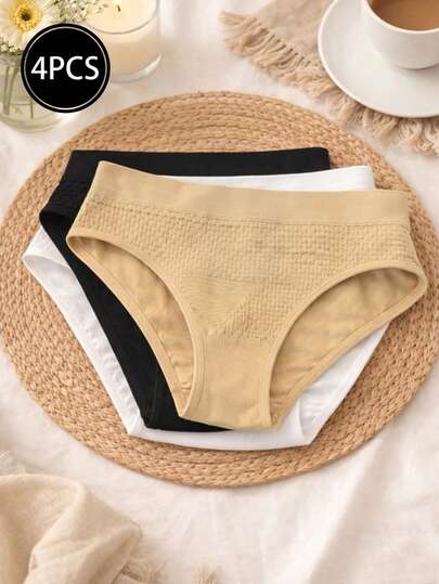 Set de 4 bikinis con alta sujeción en la cintura, cómodas, ajustables, transpirables y sin costuras, ideales para uso diario y estilizar la figura.