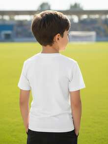 Camiseta informal de cuello redondo para niños con estampado de personajes para eventos deportivos - Blanco - Ver 4
