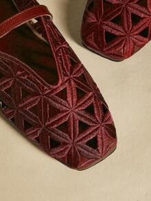 Rosivie Mocassini casual da donna con design a fibbia e aperture - Borgogna 1 - Visualizzare 5