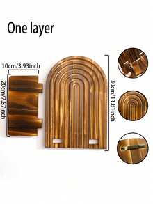 1pc Bohemian Multi-Layer Shelving Unit, Wave Shaped Floating Shelves, Wall Mounted Storage Rack, Candle Holder, Decorative Organizer For Bathroom, Living Room - Brown - View 5