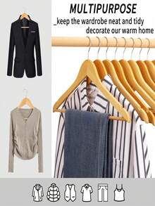 Wooden Clothes Hanger, Adult Style, With Anti Slip Grooves And 360 ° Rotating Hooks, Suitable For Shirts, Jackets, Sweaters, Pants And Other Clothing, In Natural Wood Color - Multicolor - View 7
