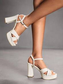 CUCCOO SZL Sexy Nightclub Simple And Generous Fashion Versatile Casual Workplace Commuter Women High Heels Sandals Spring Shoes Prom Heels Summer Shoes - White - View 6