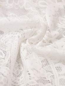 LanaWest Women's Lace Sheer Hem Tassel Blouse - White - View 3
