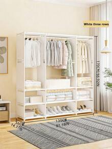 1pc Four-Layer Multifunctional Wardrobe - Dustproof Storage Rack With Hanging Rods, Easy To Install Without Tools, 66.93 Inches High, Suitable For Storing Shoes, Clothes, Bags, Etc. Space-Saving Design, Suitable For Bedrooms, Offices, - Multicolor - View 4