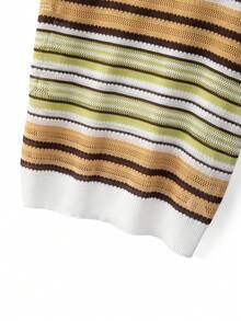 RONVEXI 男士条纹极简圆领短袖针织上衣 - 彩色 - 查看 6