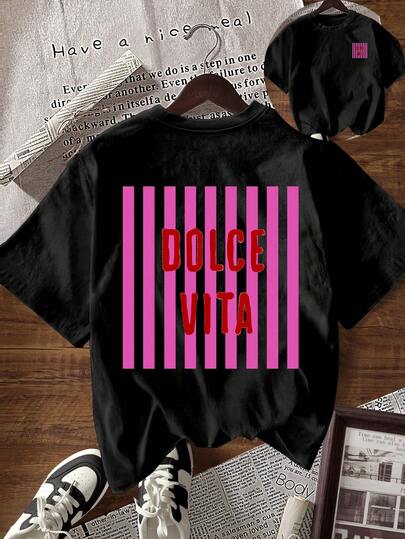 EMERY ROSE Minimalistisch dames T-shirt met ronde hals en korte mouwen, bedrukt, zomer