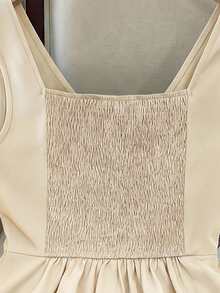 SHEIN Franclia 女士褶皱时尚工作通勤派对毕业日常修身吊带背心 - 米色 - 查看 4