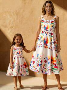 Sparklyn Tween Girl' Elegant Floral Print Sleeveless Dress - Multicolor - View 3