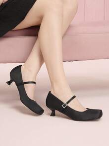 CUCCOO DOLLMOD Tacones altos de diseño con hebilla para uso diario de las mujeres - Negro - Ver 4